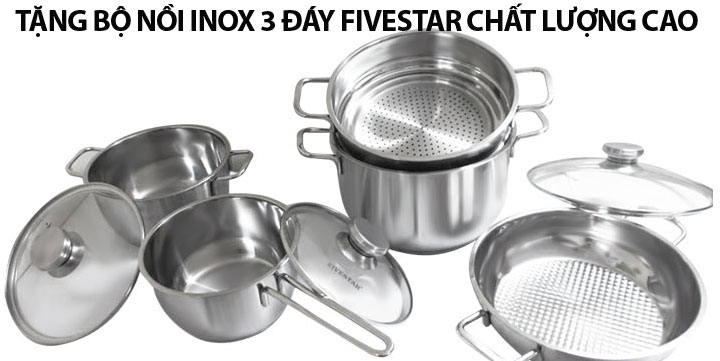 Bộ nồi inox 3 đáy 5 chiếc Fivestar khuyến mại kèm bếp