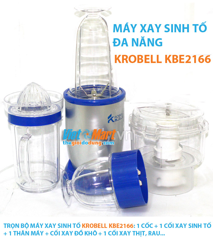 Máy xay sinh tố Krobell KBE-2166 đa năng, trọn bộ