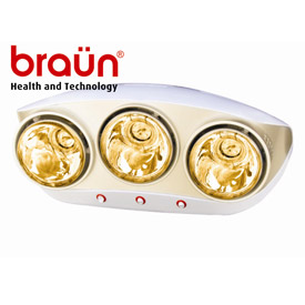 Đèn sưởi nhà tắm Braun 3 bóng vàng BU03G ava