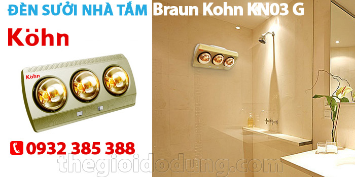Đèn sưởi nhà tắm 3 bóng Braun Kohn KN03G