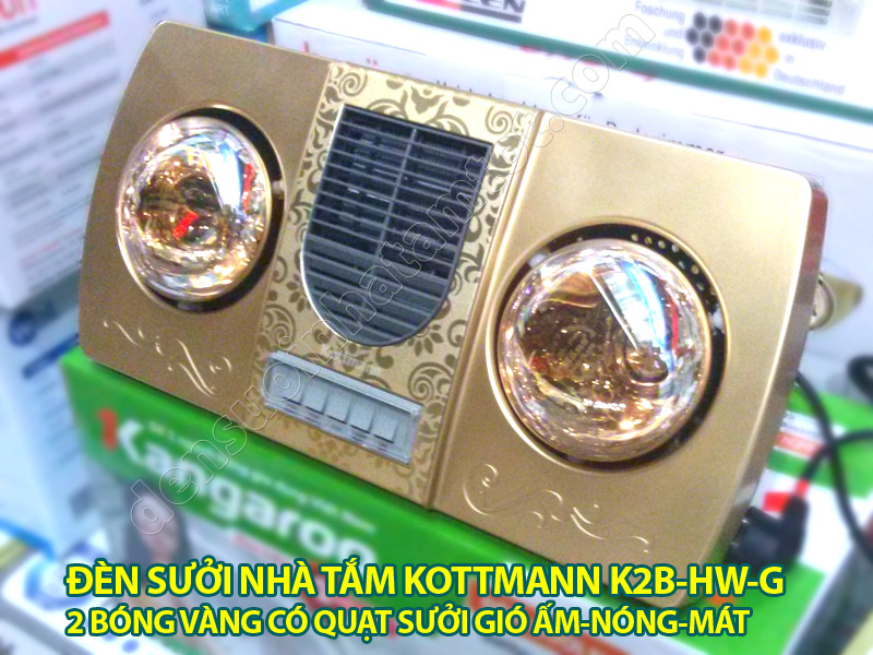 Đèn sưởi nhà tắm Kottmann K2B-HW-G vàng có quạt sưởi gió nóng