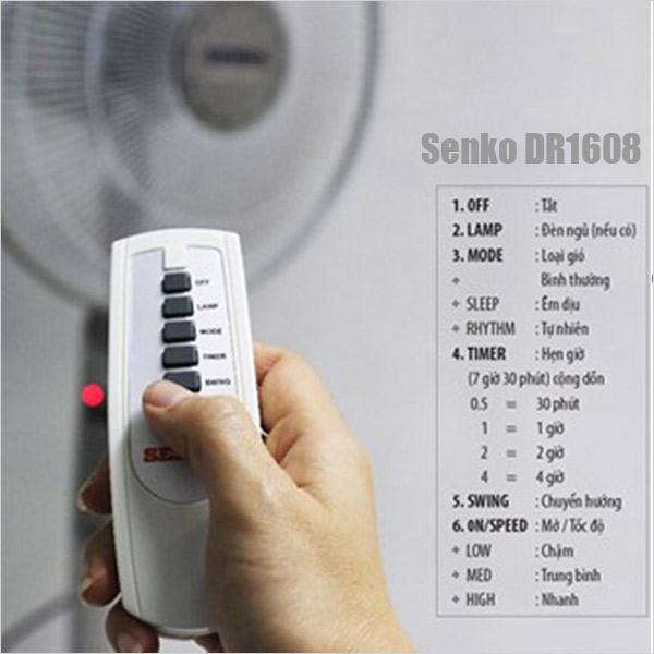 Điều khiển của Quạt cây đứng Senko DR1608 7 cánh