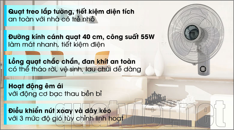 Quạt treo tường Midea FW40 - 6H ưu điểm