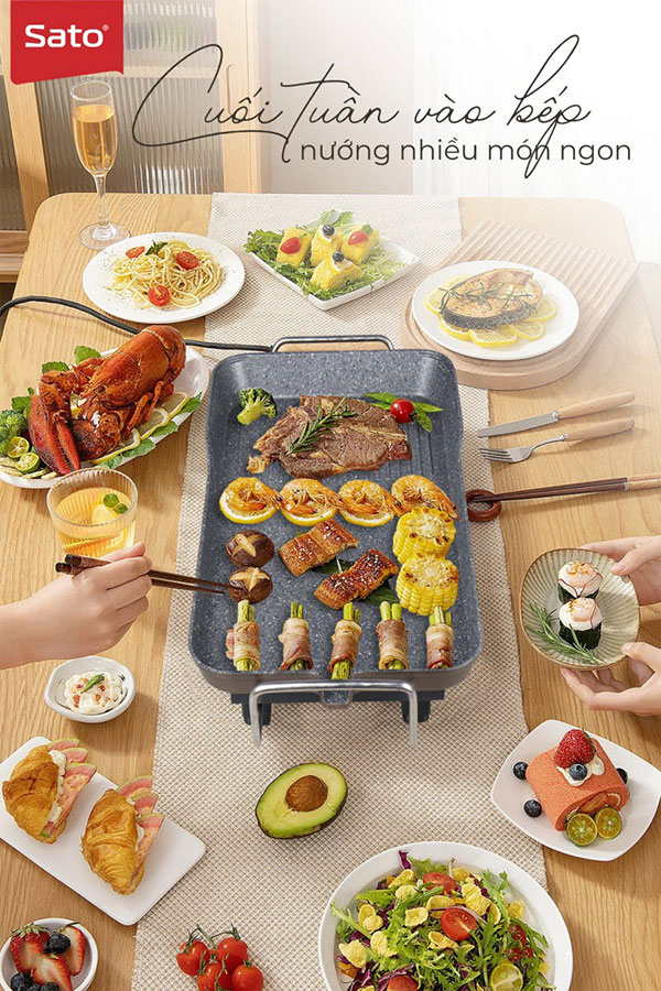 Chế biến nhiều đồ nướng BBQ với Vỉ Nướng Sato BN11