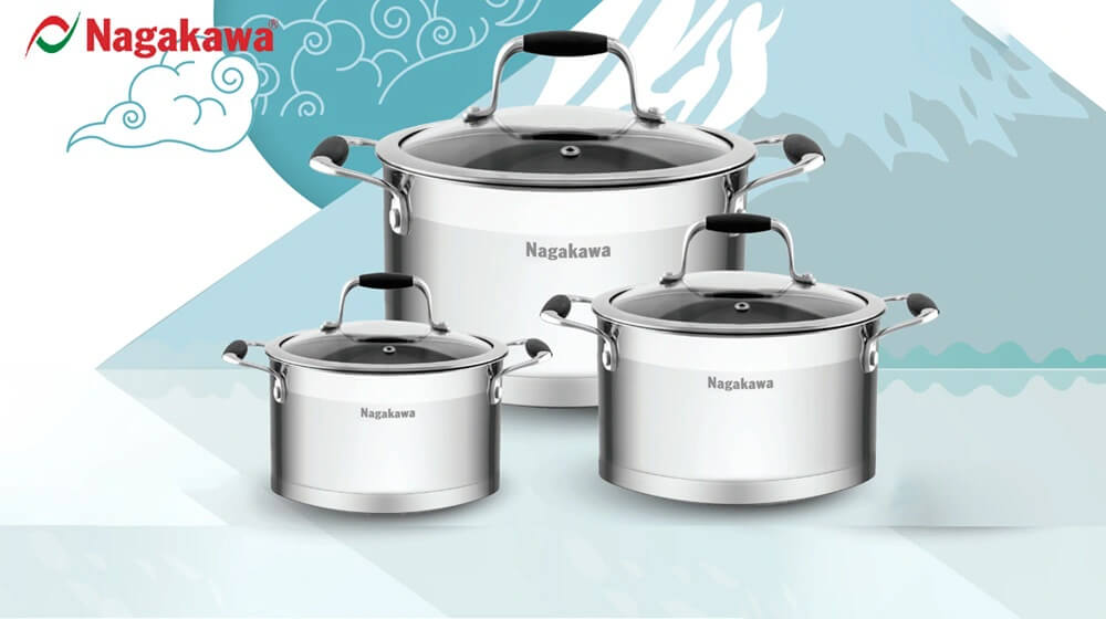 Bộ nồi Nagakwa Fuyu NAG1354 inox 3 món