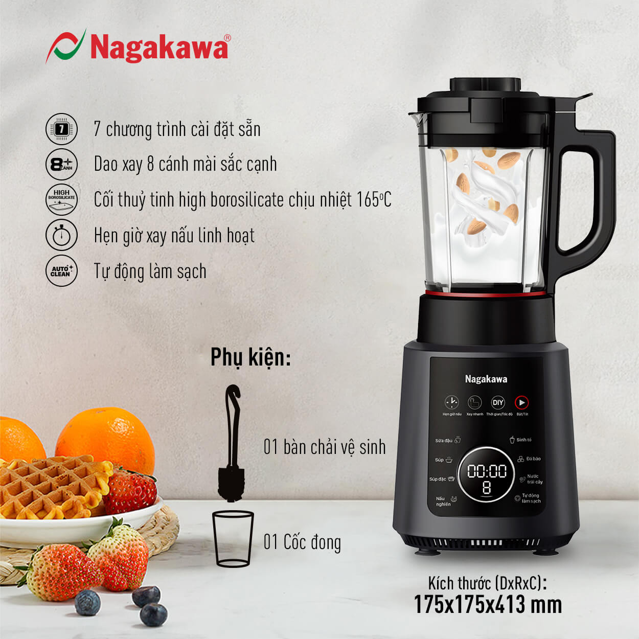 Máy làm sữa hạt Nagakawa NAG0824 đa năng