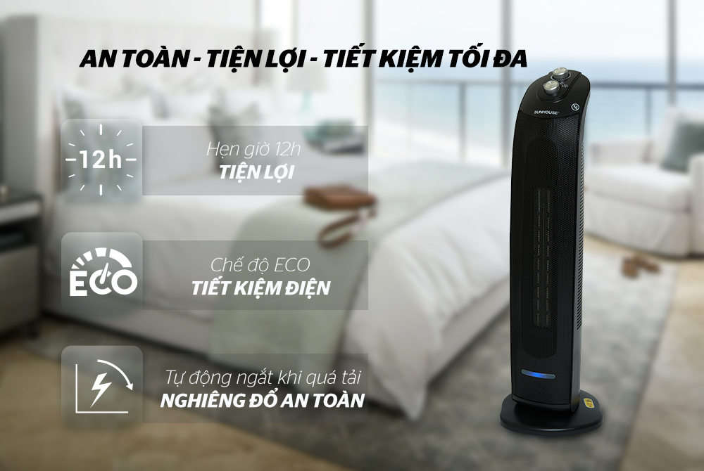 An toàn tiết kiệm điện là ưu điểm lớn nhất của quạt sưởi gốm