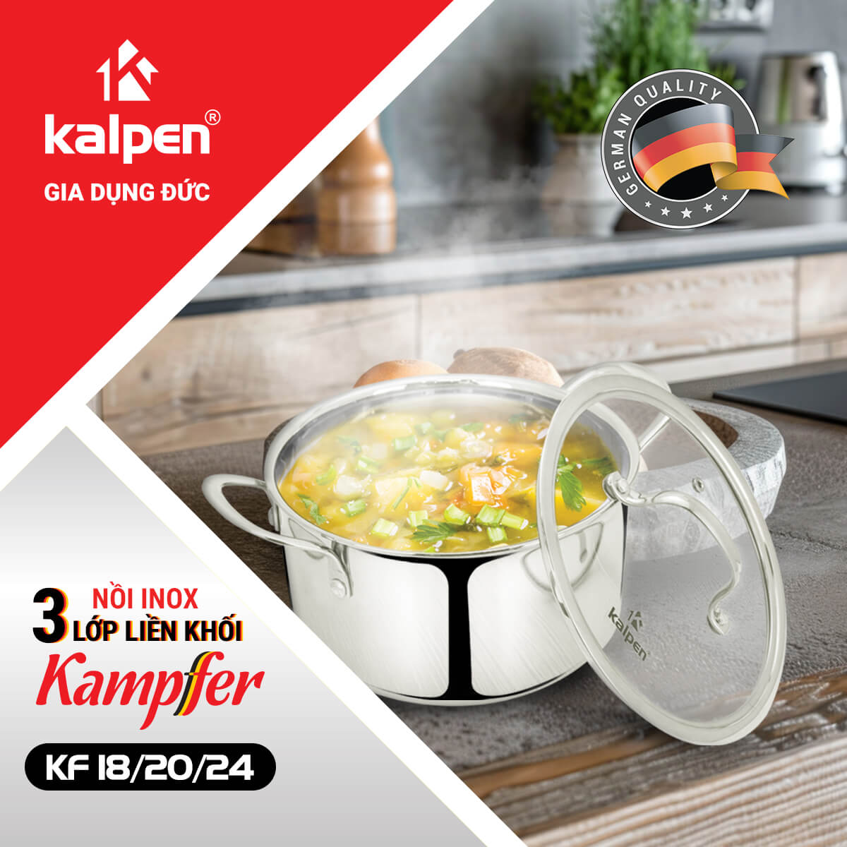 nồi inox kalpen size 18cm