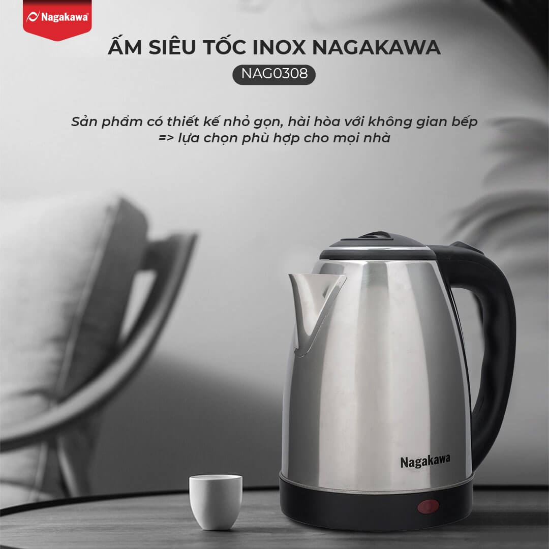 Ấm siêu tốc Nagakawa NAG0308 1.8L
