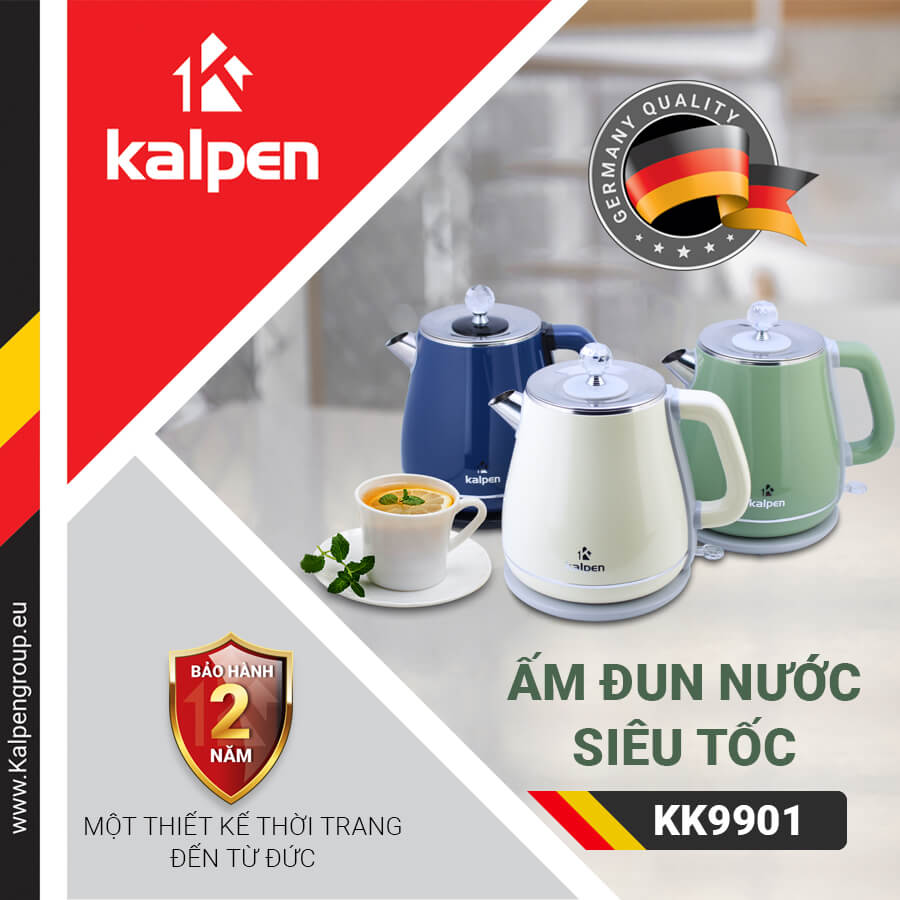 ấm siêu tốc kalpen 3 màu đẹp mắt