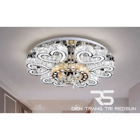 đèn mâm pha lê ốp trần hiện đại