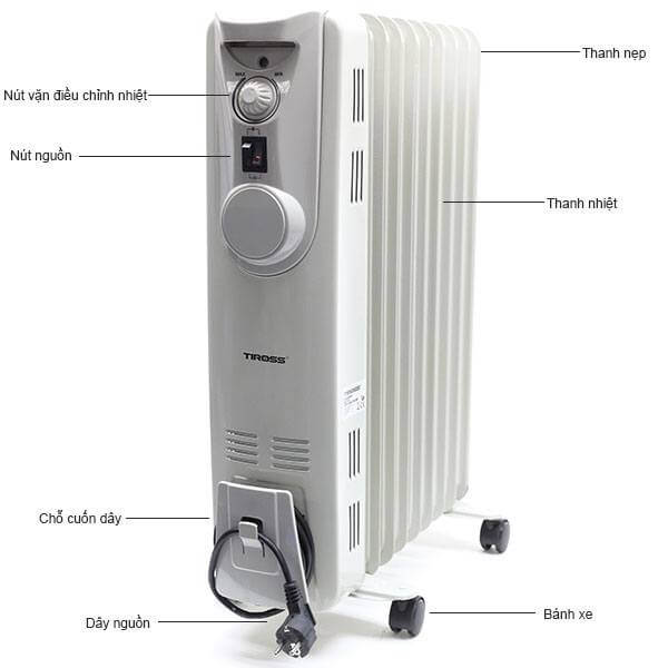 chi tiết của máy sưởi dầu
