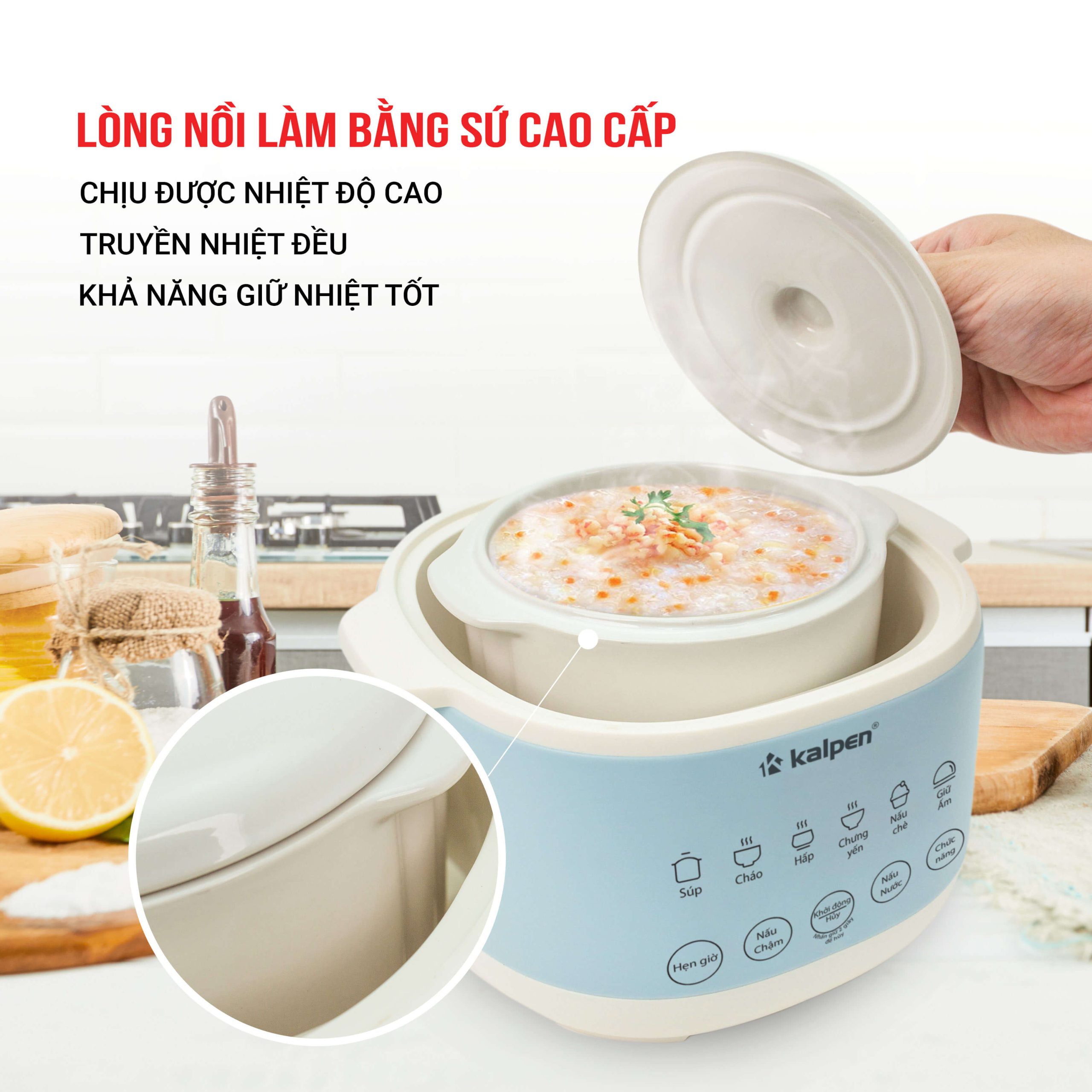 lòng nồi làm bằng gốm sứ cao cấp