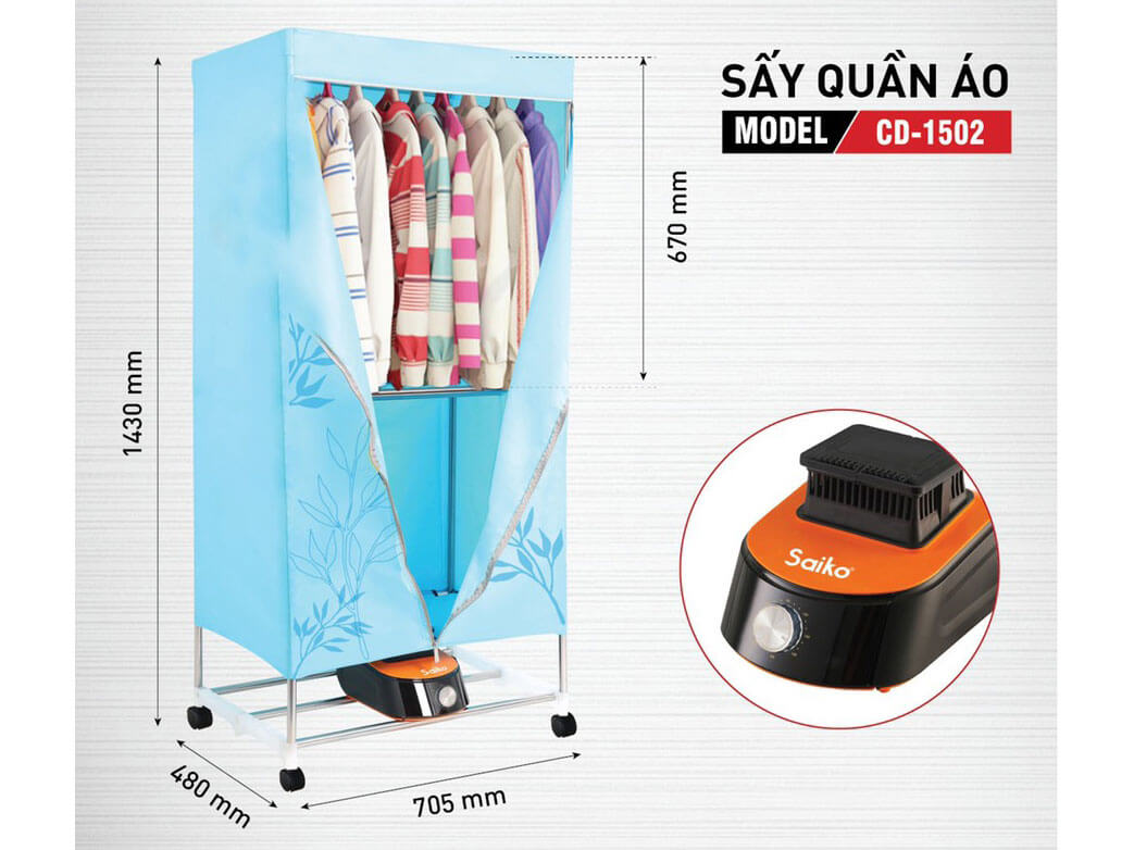 kích thước tủ sấy quần áo