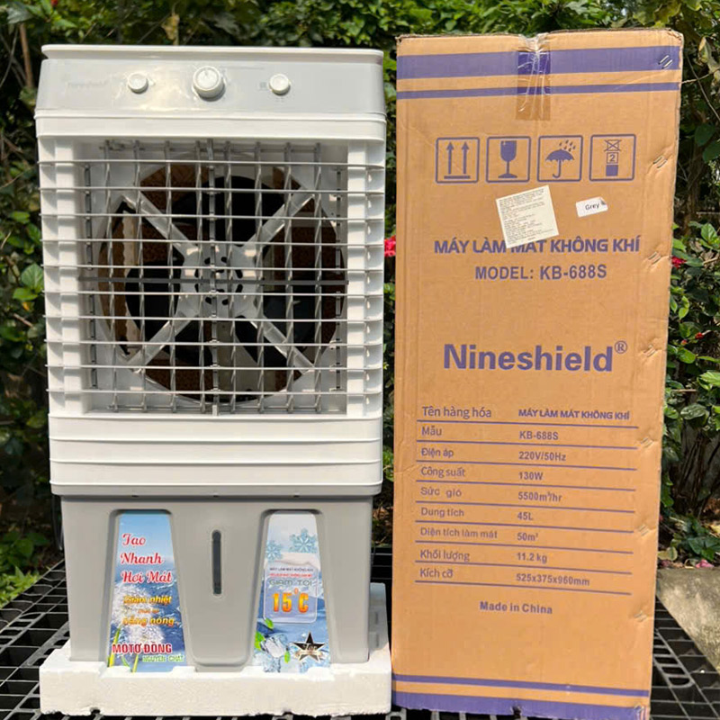 Quạt điều hòa giá tốt NineShield KB-688S màu ghi kết hợp màu trắng