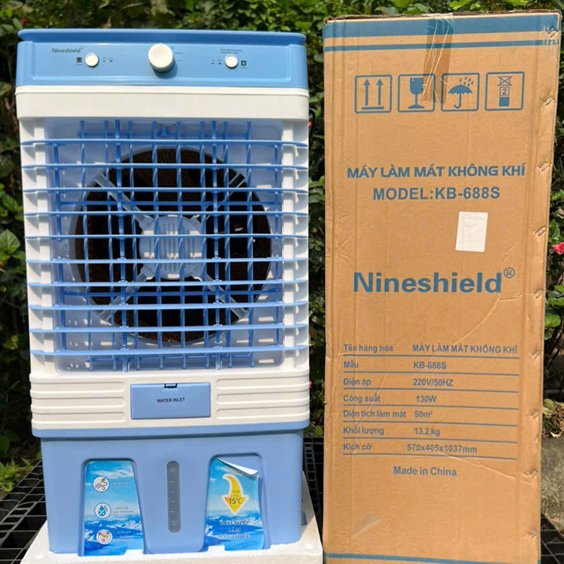 Quạt điều hòa giá tốt NineShield KB-688S màu xanh dương nhạt kết hợp màu trắng
