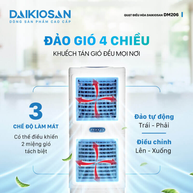 Đảo gió 4 chiều khuếch tán mọi nơi