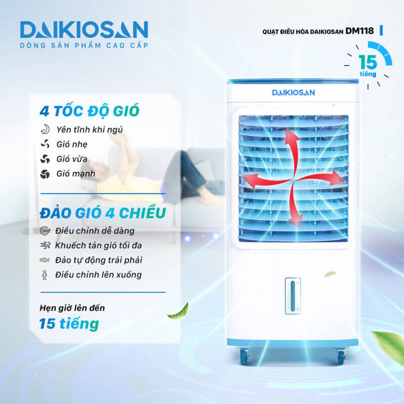 Hệ thống đảo gió linh hoạt, làm mát đều khắp không gian