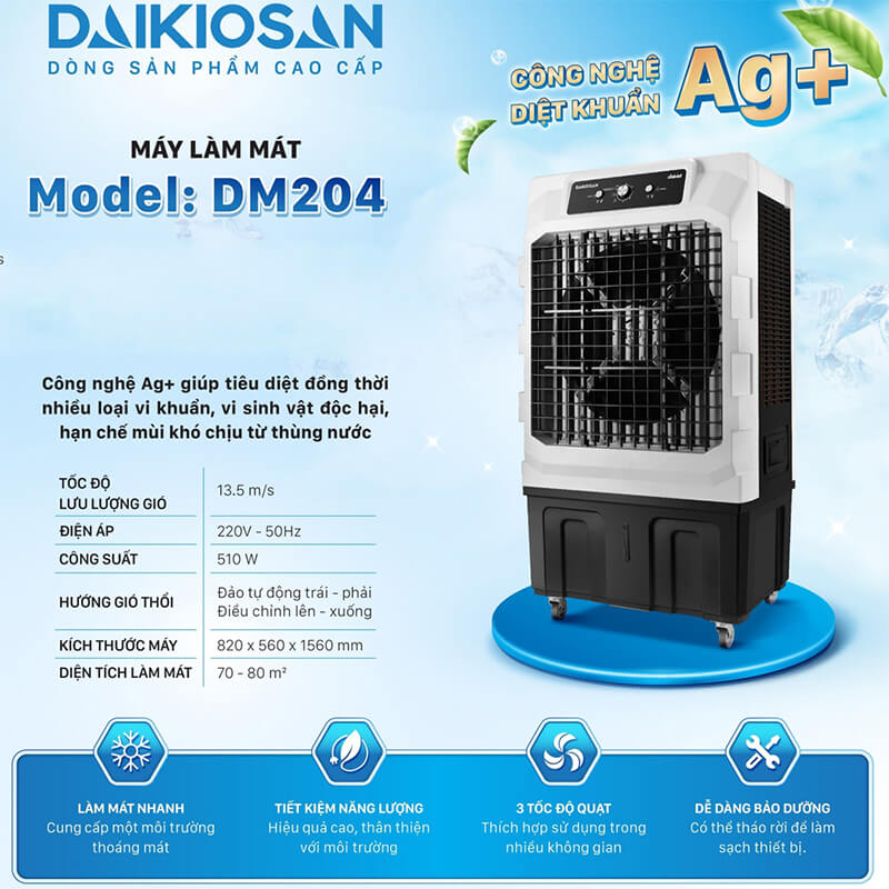Quạt điều hòa Daikiosan DM204 510W làm mát hiệu quả