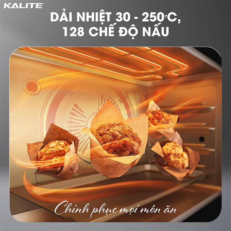 Dải nhiệt 30–250°C với 128 chế độ nấu đa dạng