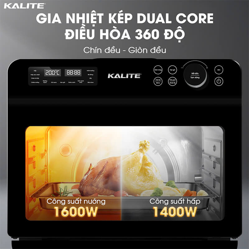 Gia nhiệt kép Dual Core 360° chín đều, không cần lật