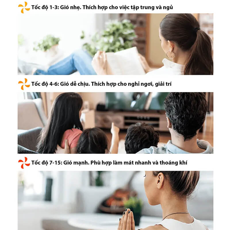 Đa dạng cấp độ gió, điều khiển tiện lợi