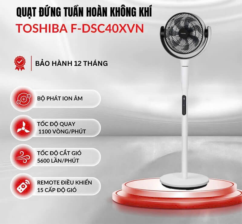 Quạt tuần hoàn Toshiba F-DSC40XVN có điều khiển 15W