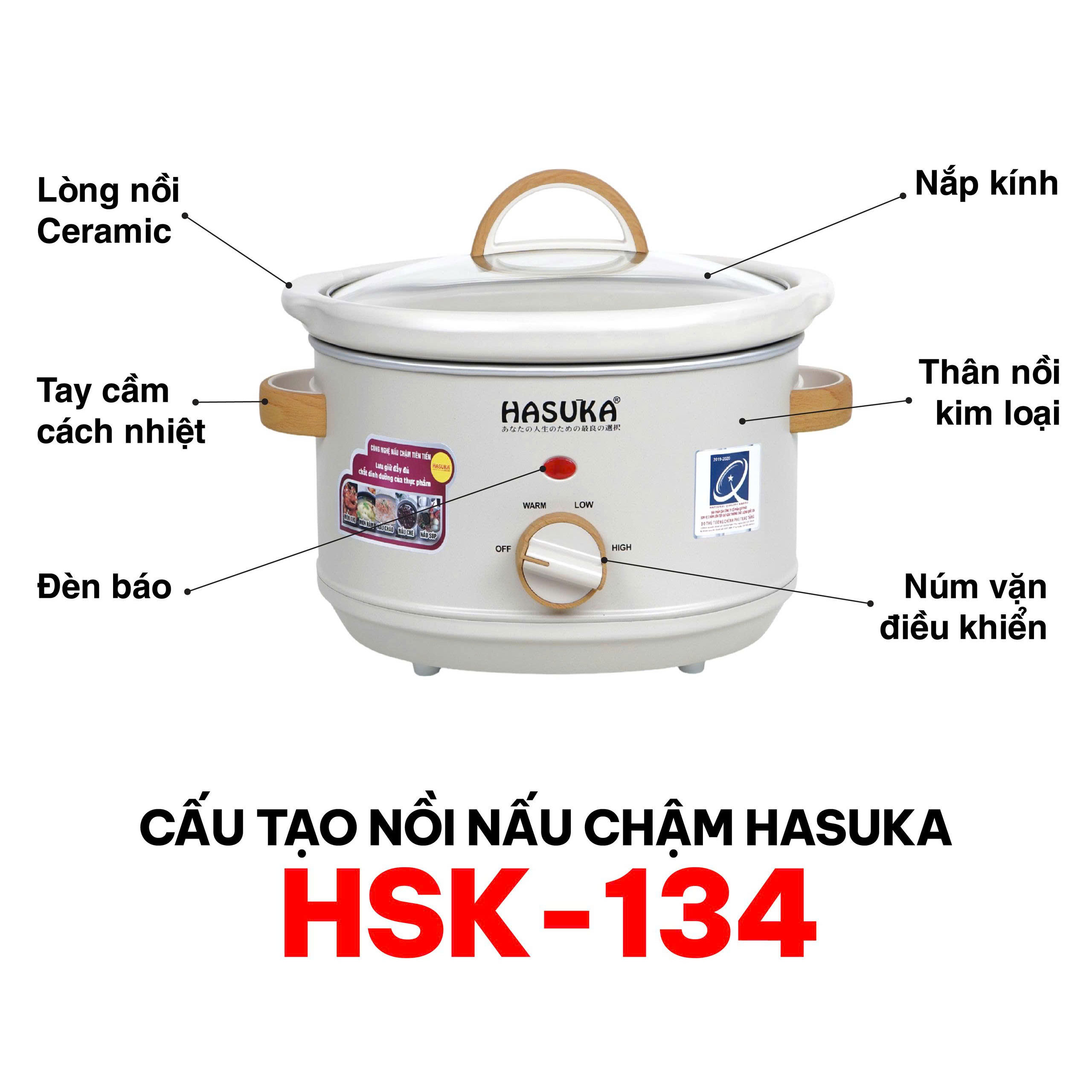 Mô tả chi tiết của nồi nấu chậm Hasuka HSK-134