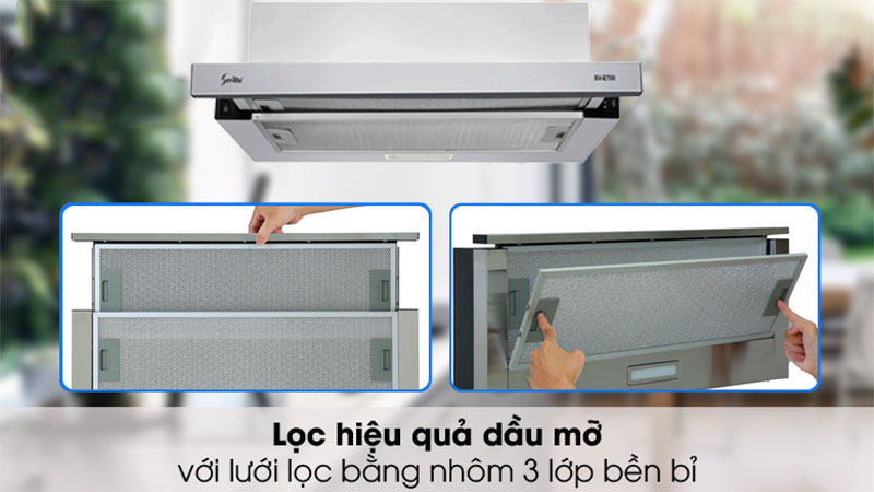 Khử mùi, lọc mỡ hiệu quả với bộ lọc cao cấp