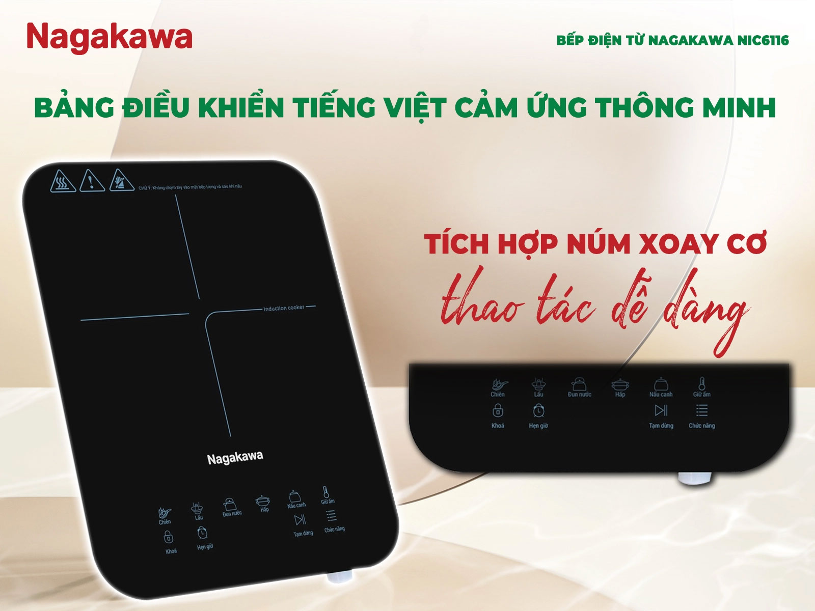 Bảng điều khiển cảm ứng tiếng Việt dễ sử dụng