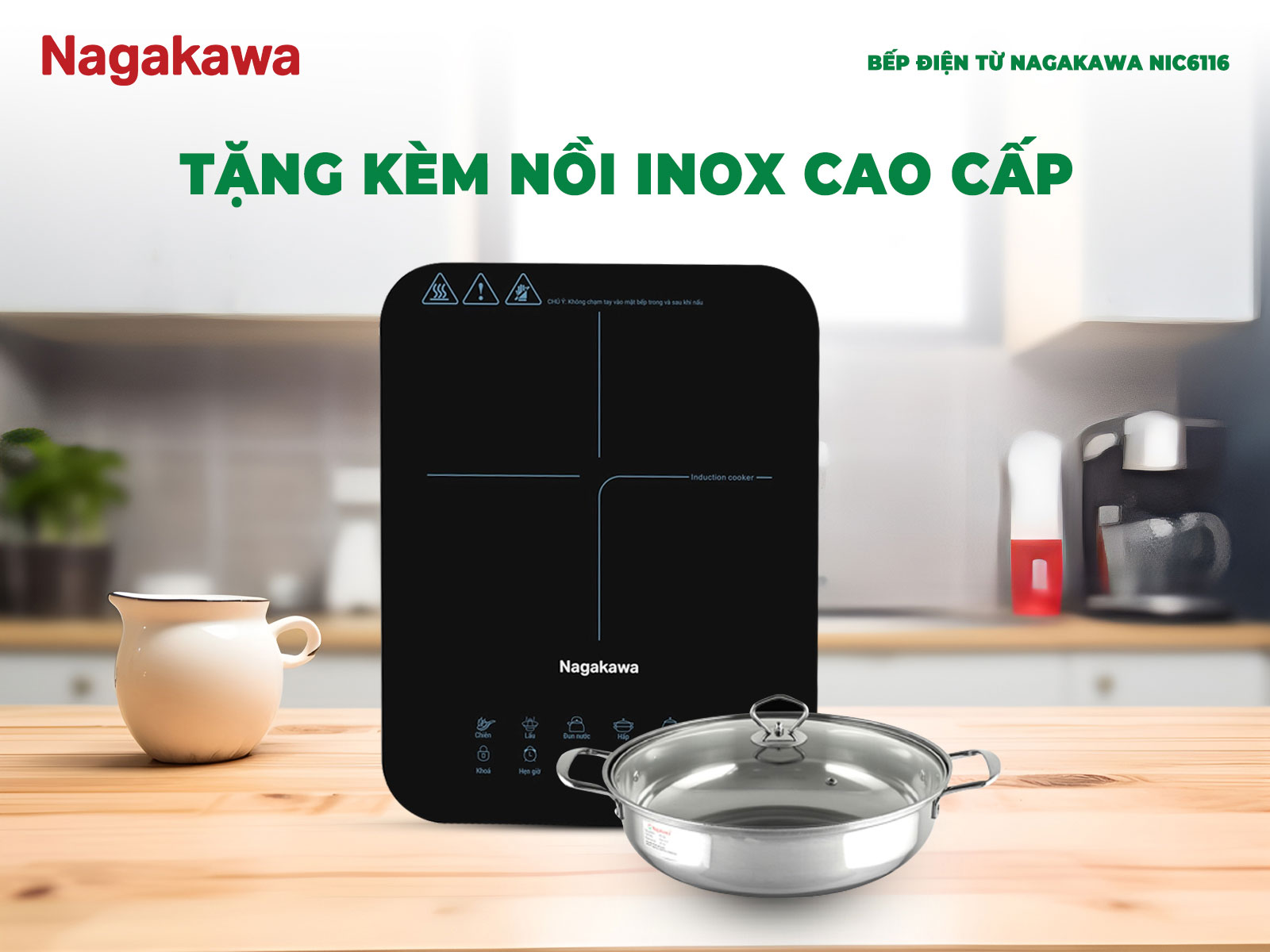 Tặng kèm nồi inox 28cm – Tiện lợi khi sử dụng