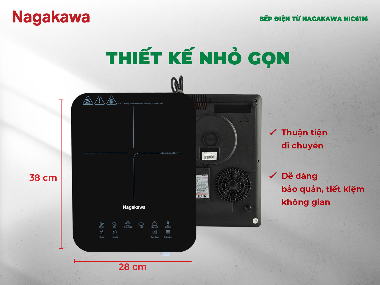 Thông số kỹ thuật bếp từ đơn Nagakawa NIC6116