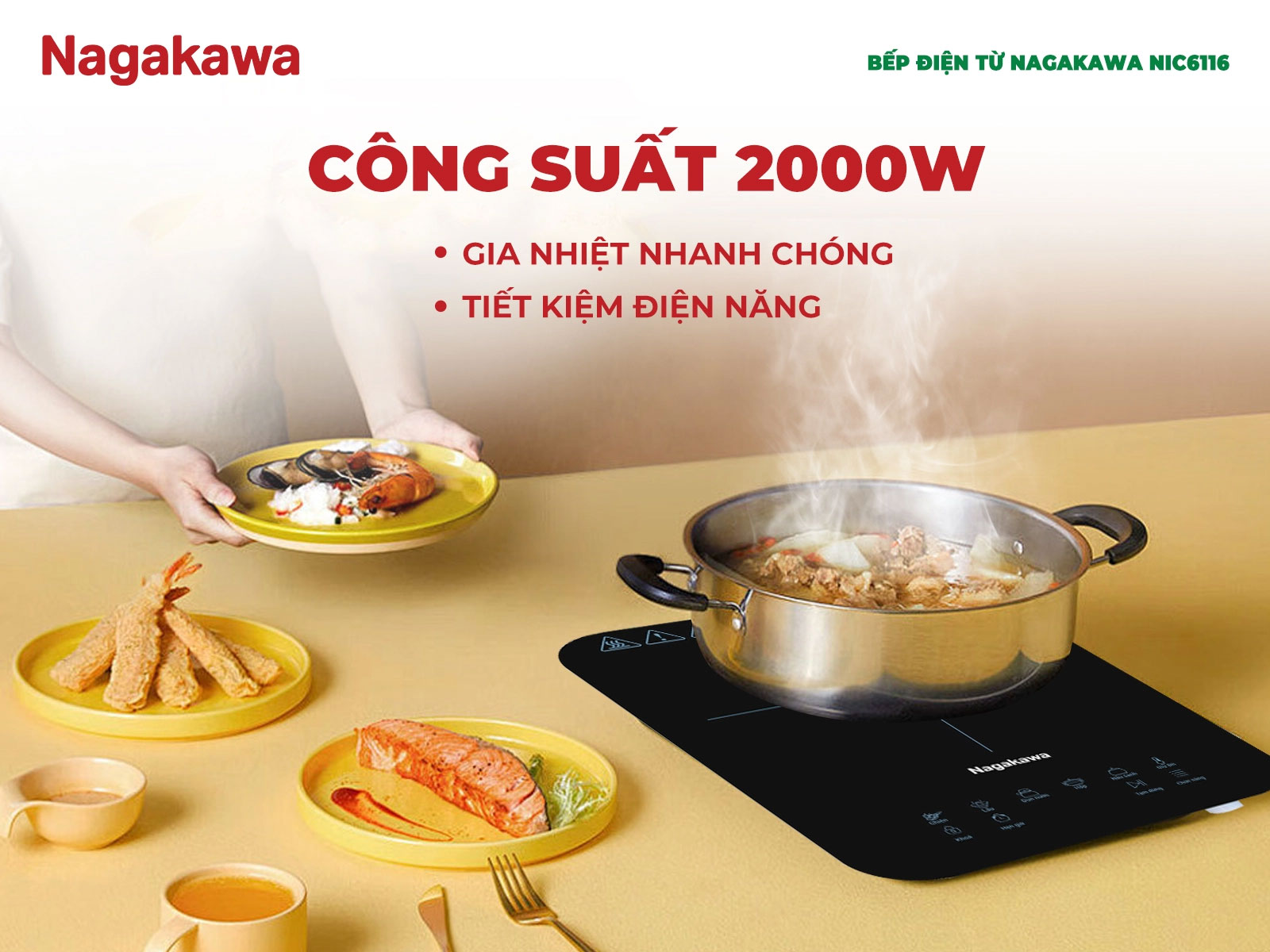 Công suất 2000W – Nấu nhanh, tiết kiệm điện