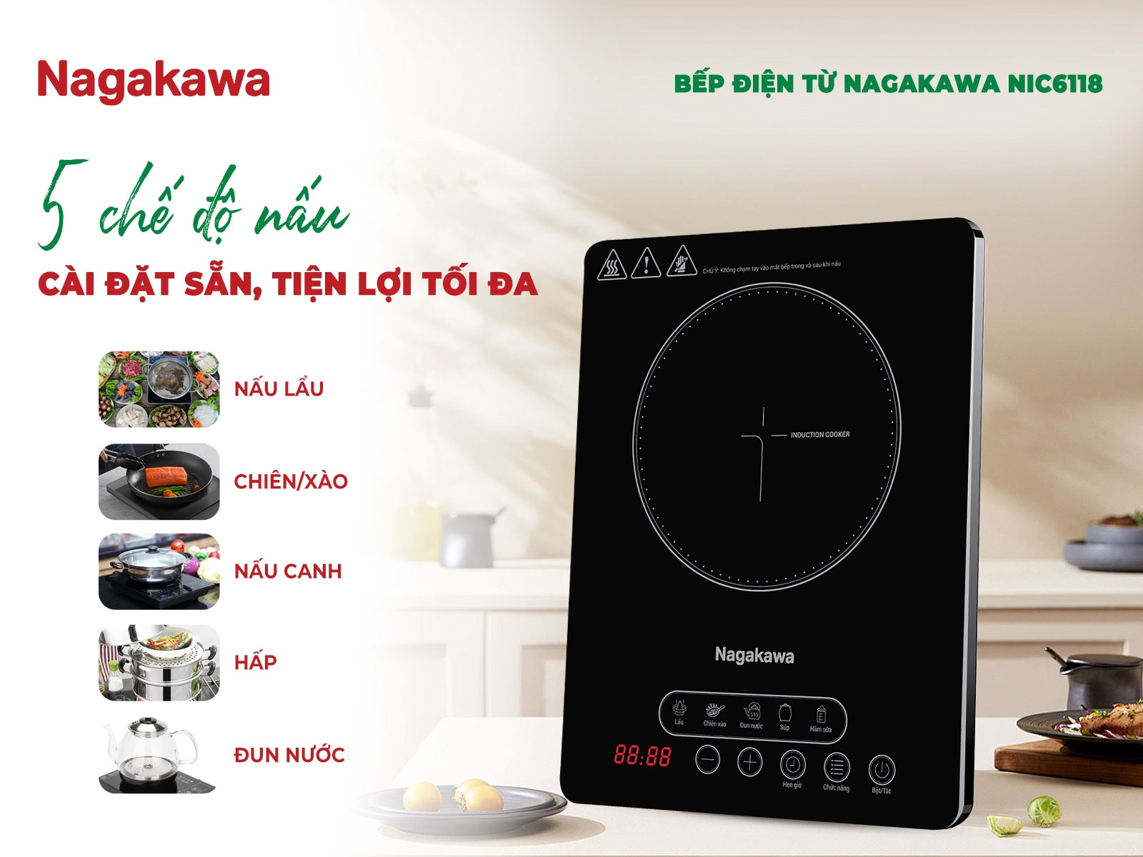 5 chế độ nấu cài đặt sẵn – Phù hợp nhiều món ăn Việt