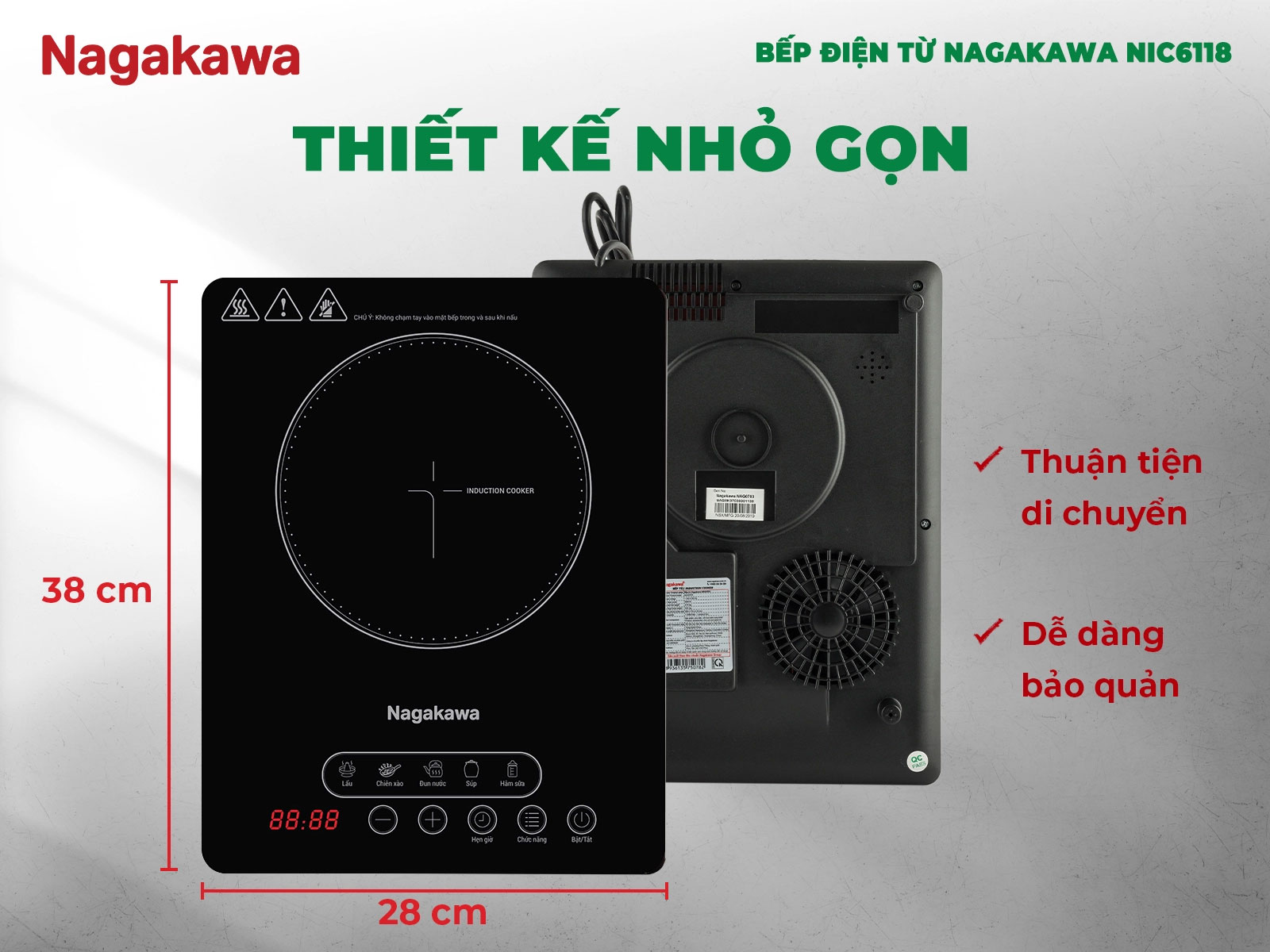 Thông số kỹ thuật bếp từ đơn Nagakawa NIC6118