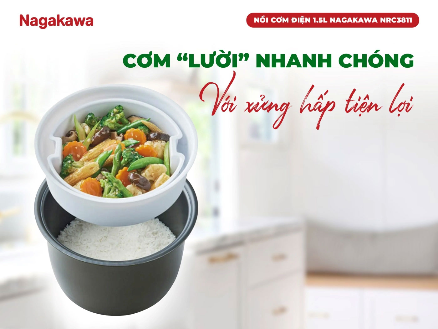Tích hợp xửng hấp – Linh hoạt trong chế biến