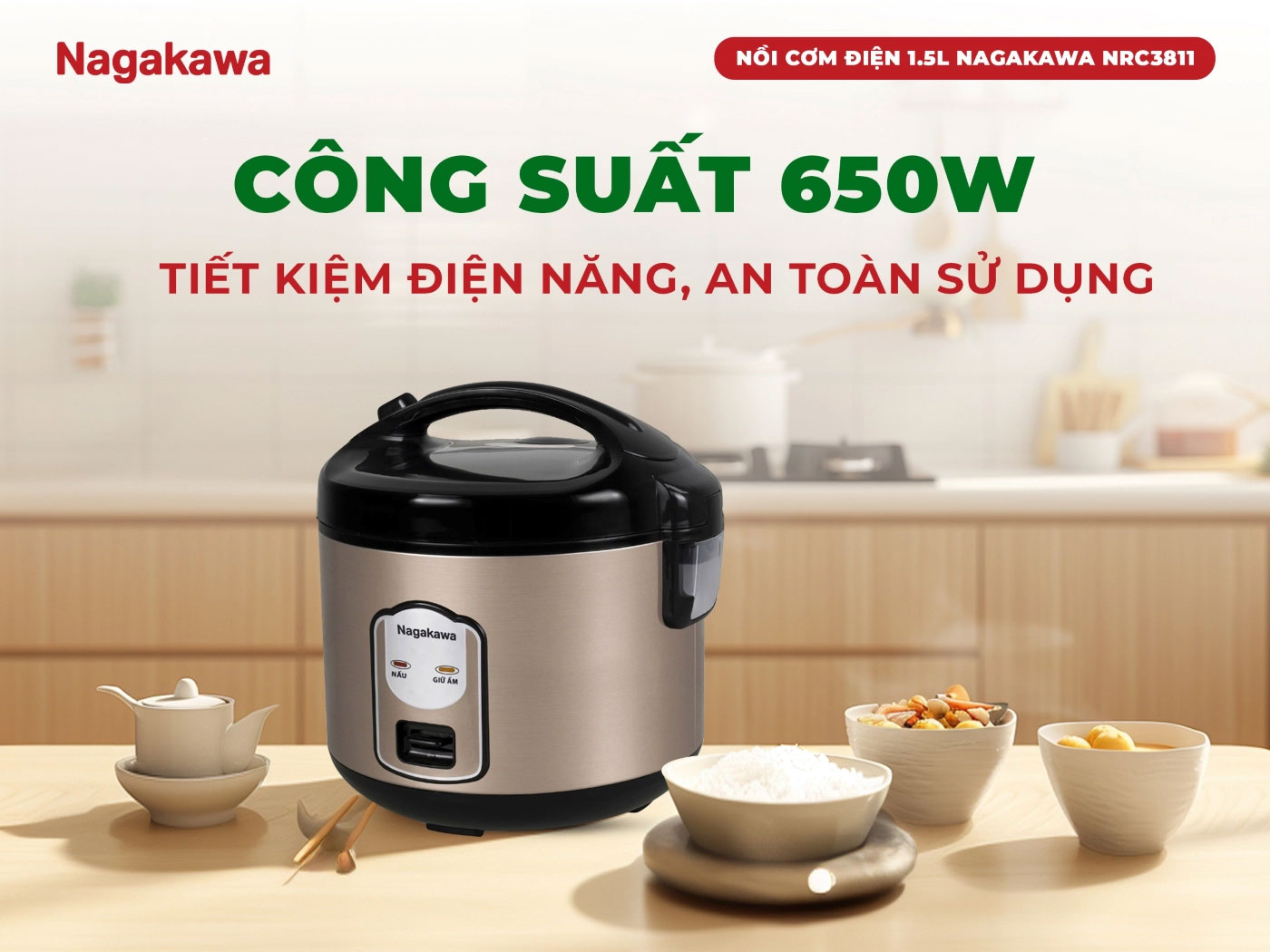 Công suất 650W – Nấu nhanh, tiết kiệm điện